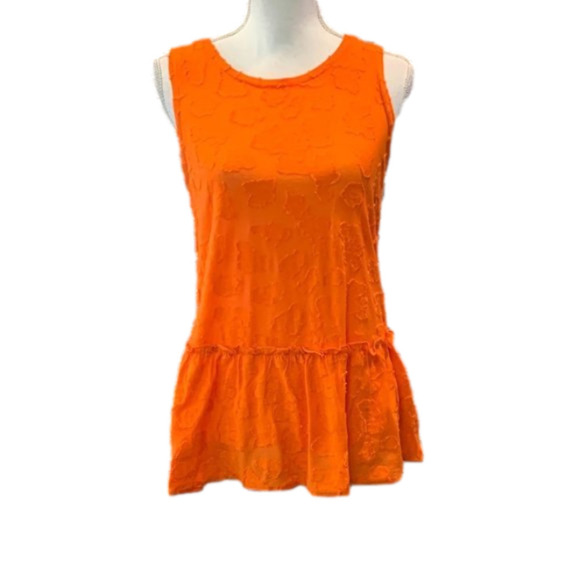 🔥🔥SALE🔥🔥MICHAEL MICHAEL KORS Orange Sleeveless Peplum Tank Top - Picture 1 of 4
